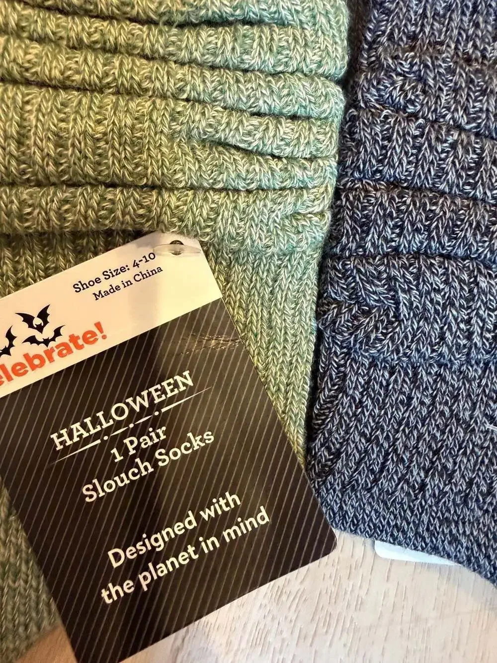 Way to Celebrate Halloween Slouch Socks 2 Pair Witch Hat and Ghost Size 4-10